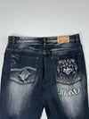 Y2K Dark Wash Embroidered Denim Jeans (W:38|L:38)