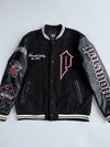 Black Squad Paranoid Society Varsity Jacket Black Squad With Rhinestones (XL)