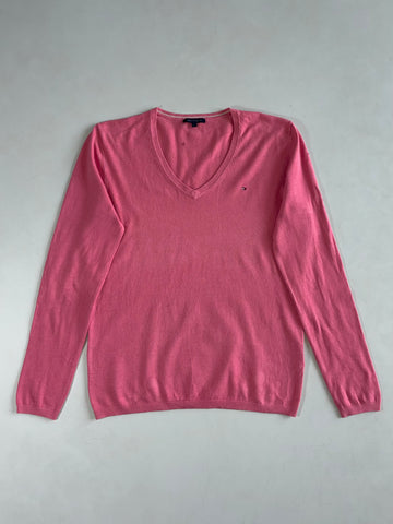 Tommy Hilfiger Classic V-Neck Knit Sweater – Pink (S)