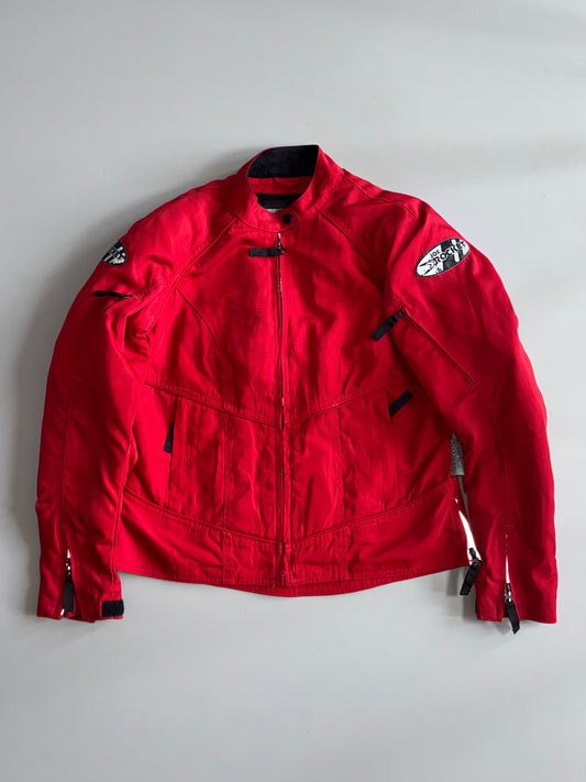 Joe Rocket Riding Jacket – Joe Rocket “Rocket Girl” Red Textile Motorcycle Jacket (PADDED)  (S)