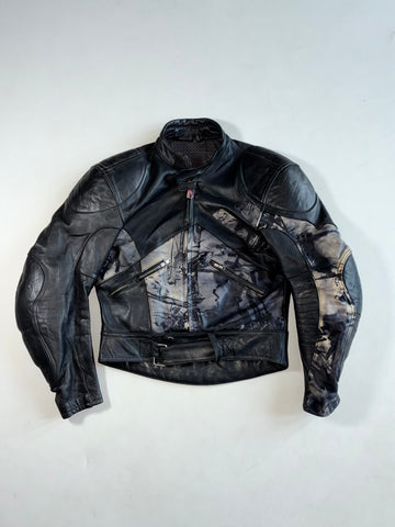 Vintage Hein Gericke Black Leather Motorcycle Racing Jacket Padded (S/M)