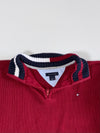 Tommy Hilfiger Red Quarter-Zip Knit with Flag Collar (Kids )(S)