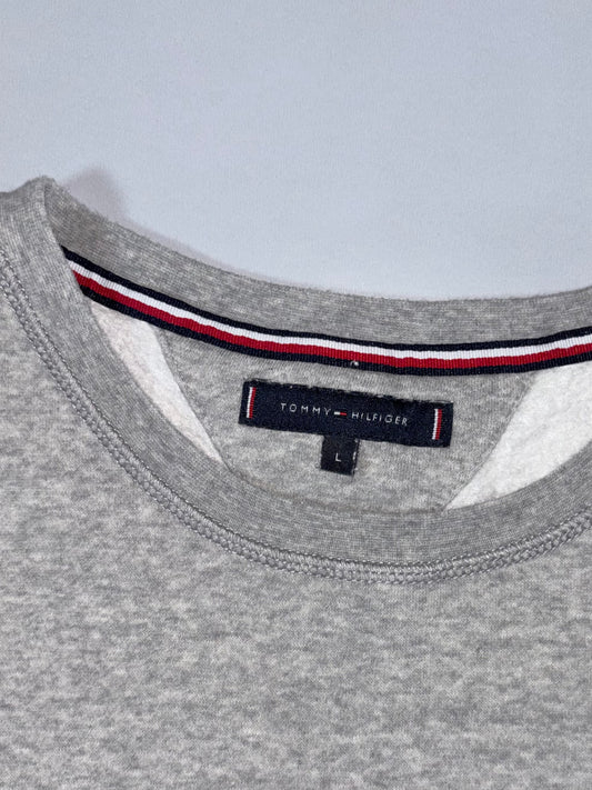 Tommy Hilfiger Est. 1985 Sweatshirt Grey crewneck with embroidered logo, (L)