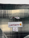 Carhartt Shadow Plaid Flannel Shirt – Green/Cream, Custom Heart Patches (2XL)