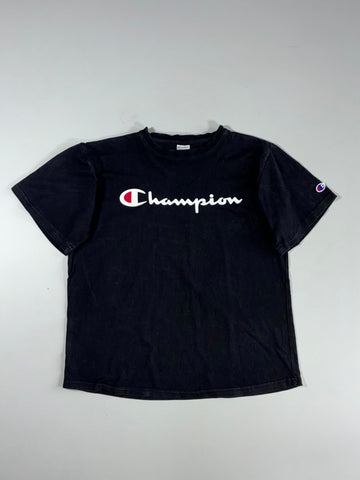 Champion Script Logo Crewneck T-Shirt – Black(M)