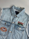 Bershka Light Wash Distressed Denim Vest – Vintage Patches | (S)