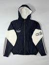 Vintage 90s Adidas Originals Navy Colourblock Hooded Windbreaker — (XL)