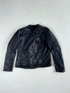 Sexy Woman Women’s Navy Leather Biker Jacket – (S)