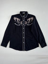 Coofandy | Black Western Embroidered Piped Shirt | (M)