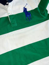 Vintage Polo Ralph Lauren Big Pony Green White Stripe Rugby T-Shirt (S)
