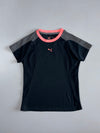 Puma Short Sleeve Colour-Block Performance Tee — Black/Grey/Coral (S)