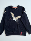 Embroidered Red-Crowned Crane Black Sweatshirt (M)