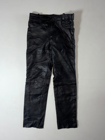 Vintage Louis Black Leather Five Pocket Biker Pants (W:28) (L:36)