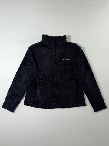 Columbia Black Textured Sherpa Fleece Full-Zip Jacket Women’s (L)