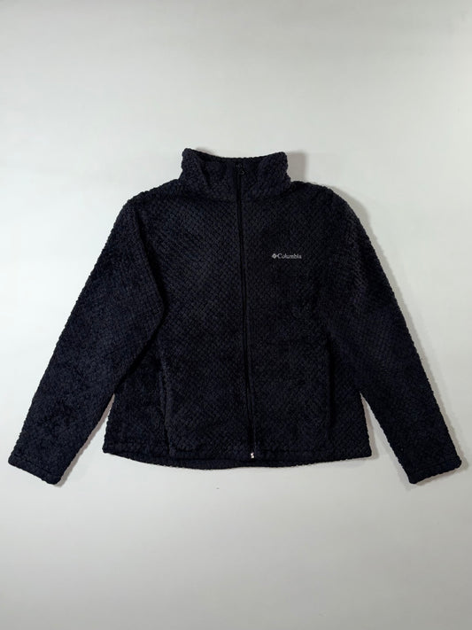 Columbia Black Textured Sherpa Fleece Full-Zip Jacket Women’s (L)