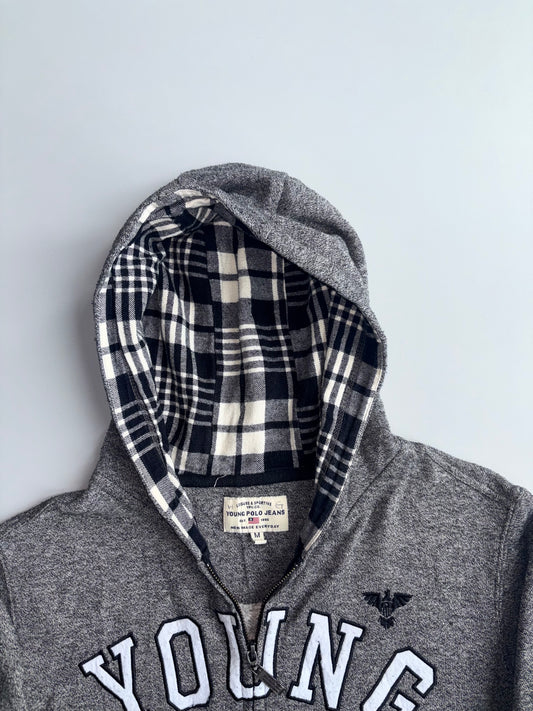 Young Polo Vigor | Grey Zip Hoodie Plaid Lined | (S)