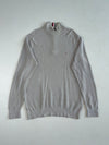 Tommy Hilfiger Grey Textured Waffle Knit Quarter Zip Sweater – Organic Cotton (M)