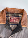 Vintage Marlboro Classics  Original Hard Canvas Trucker Jacket with Genuine Leather Collar & Plaid Flannel Lining (XL)