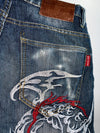 Sheng Yue Han Dragon Embroidered Baggy Jeans(W:30 |L:37)