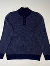Brooks Brothers Red Fleece Navy Birdseye Knit Button Mock Neck Sweater (S)