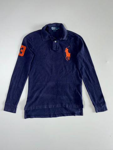 Polo Ralph Lauren Navy Long Sleeve Rugby Polo, Big Pony “Patch, Custom (S)