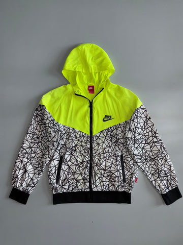 Nike Sportswear Windrunner Neon Volt & Geometric Print Hooded Jacket — Made in Vietnam | Size L