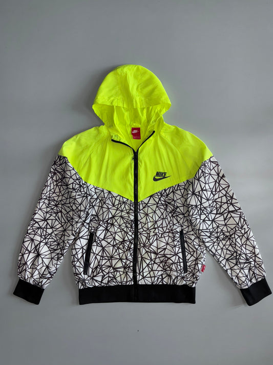 Nike Sportswear Windrunner Neon Volt & Geometric Print Hooded Jacket — Made in Vietnam | Size L