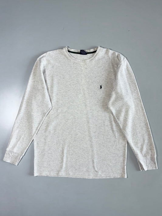 Polo Ralph Lauren Sleepwear Waffle Knit Thermal Tee White Green Tipped Crewneck (XL)