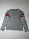 Roots Canada Varsity Arch Logo Long Sleeve Tee — Heather Grey Burgundy (XL)