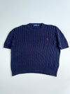 Polo Ralph Lauren Navy Cable Knit Short Sleeve Sweater – (2XL)