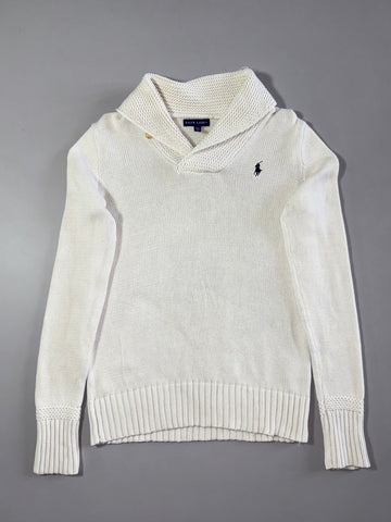 Ralph Lauren Women's Cream Chunky Knit Shawl Collar Sweater – (S)