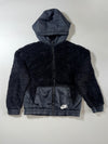 Nike Sherpa Fleece Hooded Jacket Black Nylon Trim Sportswear (S)