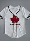 On The Eh Team” Canada Maple Leaf Baseball Jersey | White & Red (M)