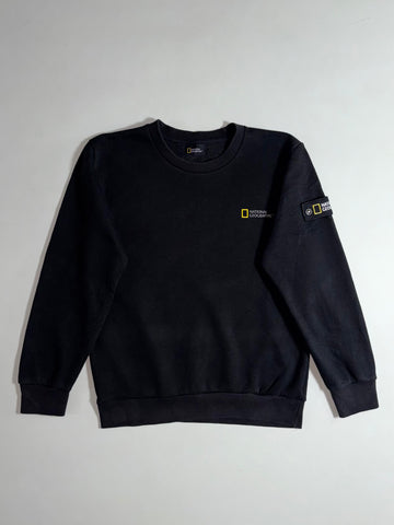 National Geographic | Black Sleeve Patch Crewneck Sweatshirt (S)