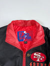 90s Vintage Pro Player San Francisco 49ers Genuine Leather Jacket Black Red NFL Embroidered  (XL/2Xl)