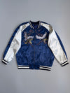 ZVintage Japanese Sukajan Bomber Jacket - Embroidered Cranes & Sakura (L)