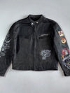 Ed Hardy by Christian Audigier | Tiger Tattoo-Print Pure Leather Café Racer Biker Jacket (M)
