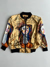 Vintage Stockton Satin Bomber Jacket Abstract Face Art Print – Gold – (L)