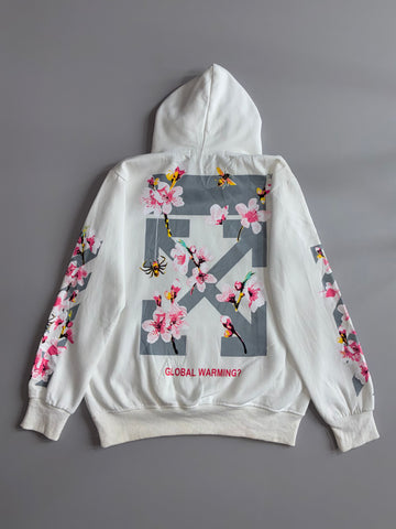 Off-White c/o Virgil Abloh “Global Warming” Floral Hoodie – White (L)