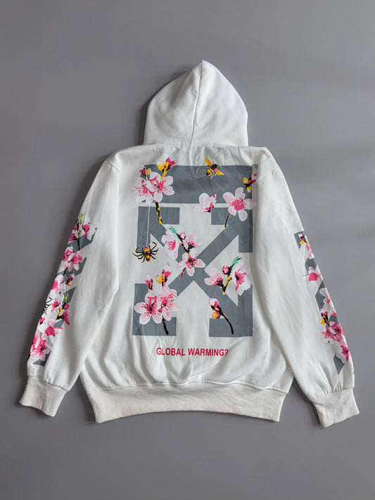Off-White c/o Virgil Abloh “Global Warming” Floral Hoodie – White (L)