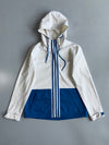 Adidas Striped Hooded Track Jacket White/Blue (XS)