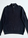 Stone Island Black Ribbed Quarter-Zip Knit Sweater (XL)