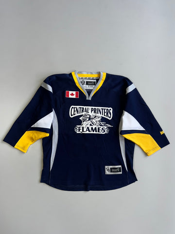 Inaria Central Printers Flames Canadian Ice Hockey #10 Colorblock Game Jersey Navy (L)