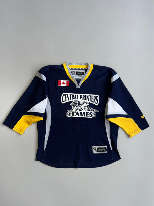 Inaria Central Printers Flames Canadian Ice Hockey #10 Colorblock Game Jersey Navy (L)