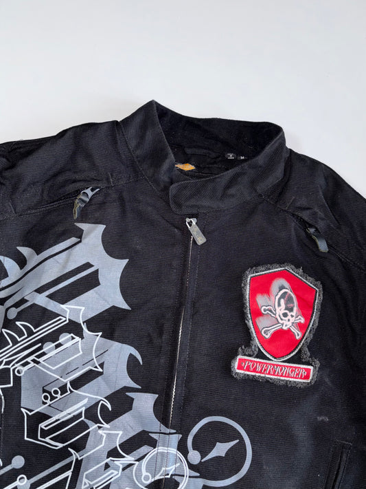 Power Trip “Less Brake More Throttle” Moto Jacket — Heavy Patch Work With Detachable Arm (XL)