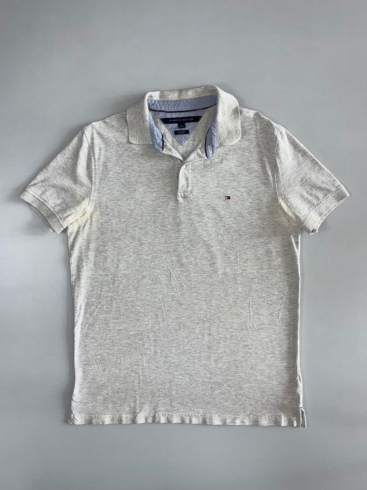 Tommy Hilfiger Vintage Light Grey Slim Fit Polo T-Shirt (L)