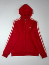 Adidas | Red 3-Stripe Zip Hoodie (S)