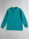 Polo by Ralph Lauren Vintage Long Sleeve Piqué Polo T-Shirt | Teal Green with Red Pony (XL)
