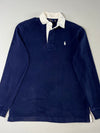 Polo Ralph Lauren Navy Blue Contrast Collar Long Sleeve Rugby Shirt (M)