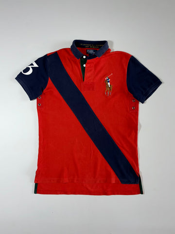 Polo Ralph Lauren “1st Division R.L. Regiment” Custom Fit Big Pony Polo – Red/Navy (M)